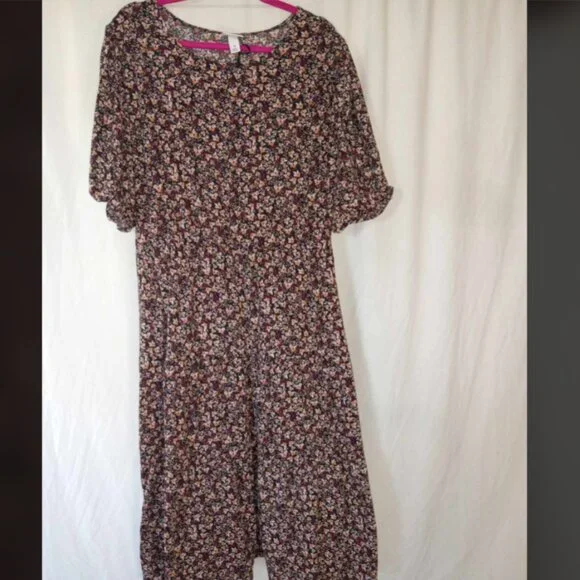 Ava & Viv Black with Brown Red Cream Floral Midi 3X NWOT - Picture 2 of 4